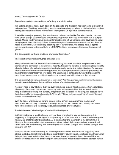 Aliens, Technology, and AI, Oh My!