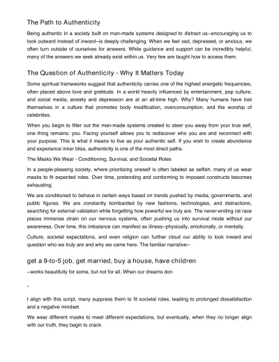 The Path to Authenticity